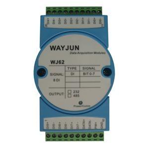 China WJ62 series Eight channels Isolated Switch Signal to RS485/232 Converter, blue data acquisition module DIN35 for sale