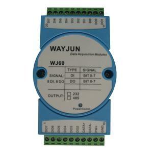 China WJ60 series 8 channels DI/DO Digital Signal Converter, Dry contact  to RS485 converters,blue DIN35 for sale