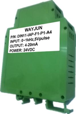 China WAYJUN 3000V isolation Frequency to Current/Voltage Isolated Transmitter DIN35 signal converter green for sale