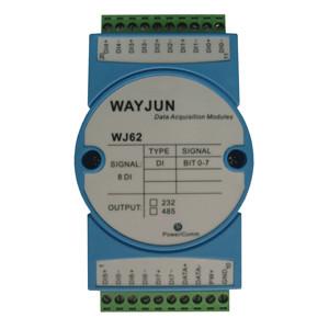 China Eight channels Dry contact to rs485 Converter, blue data acquisition module DIN35 3000V isolation for sale