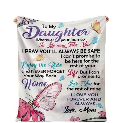 China BRIEF Fleece Blanket To My Daughter Letter Print To Quilting Personalized Mom Dad Positive Energy Airmail Blanket All Season for sale