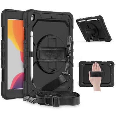 China Shockproof For iPad 10.2 New 2019 Inch Shoulder Strap Cover With Rotate Kickstand And Screen Protector for sale