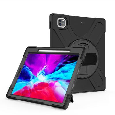 China Popular Tablet Case For iPad Pro 12.9 Inch 2020 Universal 2018 Silicone Fold Kickstand Thick Hand Strap Rugged Pencil Slot 12.9