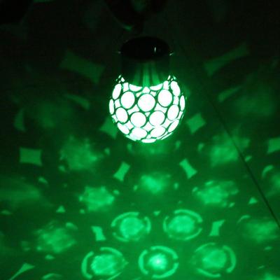 China Hotel Waterproof Solar Rotating Outdoor Glass Crystal Solar Garden Camping Hanging LED Round Ball Lights With Hook Hanging Lamp Bulb for sale