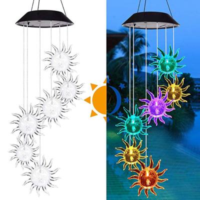 China Garden Wind Chime Light LED Solar Powered Hanging Spinner Lamp Color Changing Outdoor Lights Lampe Solaire Exterieur for sale