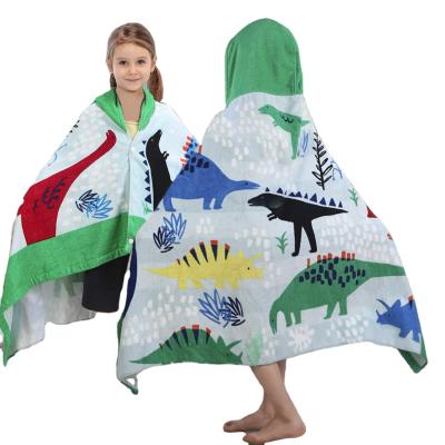 China High Quality 100% Child Safe Cotton Kids Print Beach Towel Poncho, Kids Beach Poncho, Hooded Beach Poncho Towel Kids for sale