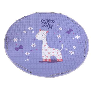 China Washable Round Floor Mat Non Skid Play Mats Room Decoration Baby Crawling Liner Kids Toys Storage Covering Bag for sale