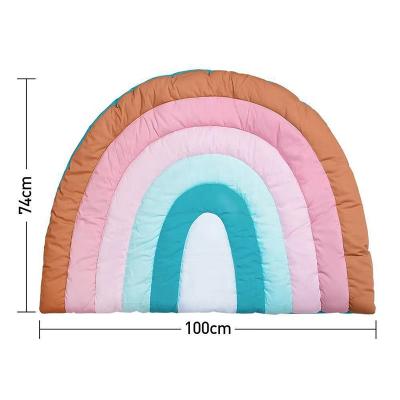 China Rainbow Cotton Washable Baby Play Half Mat Soft Foldable Children Game Around Mat Rug Carpet Crawling For Kids Room Decor for sale