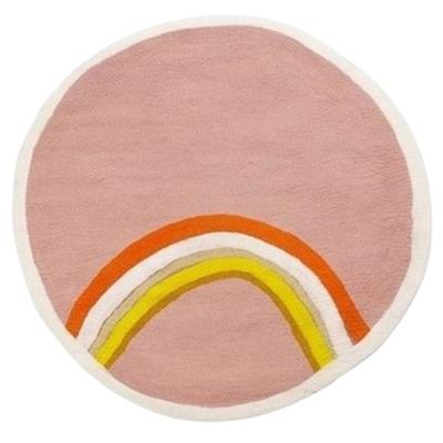 China Washable Nursery Anti-Slip Baby Play Mat Soft Rainbow Animal Children's Round Mat Carpet Kids Room Floor Crawling Blankets for sale