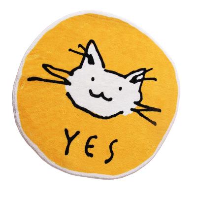 China Round Cat Play Mat Carpet Foldable Cartoon Crib Nordic Washable Plush Cute Crib Play Kids Room Flooring Crawling Decoration for sale