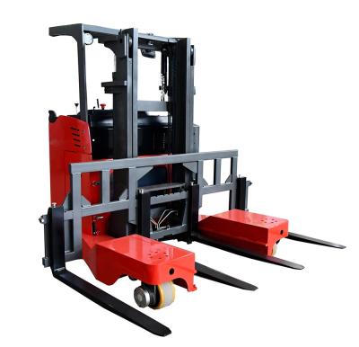 China Hotels Four Direction 2.5 Ton Electric Side Loading Forklift With Optional Forks Positioner for sale