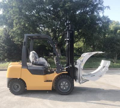 China Hotels 3 Ton Diesel Forklift With Rotator Paper Roll / Bale Flange Forklift Attachments for sale