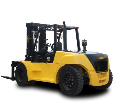 China New hotels diesel forklift price FD100 10 ton forklift with full free lift triple mast for sale