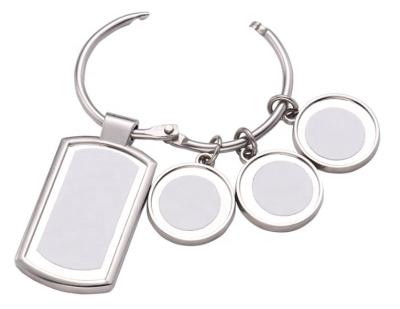 China Promotion 3 Charm Sublimation Blank Metal Photo Key Chain With Metal Insert for sale