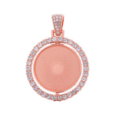 China Fashion Jewelry Lancoda Gold Hip Silver Hop Circle Sublimation Necklace Rotating Pendant Jewelry for sale