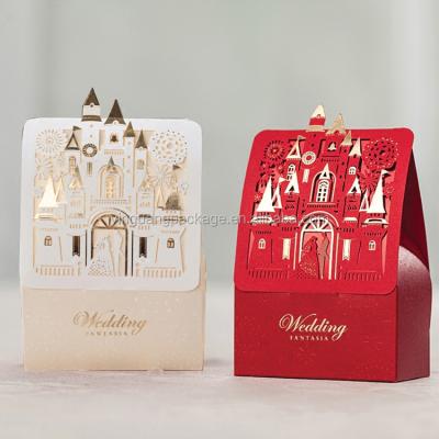 China Luxury Recyclable European Style Castle Paper Wedding Candy Favor Box for sale