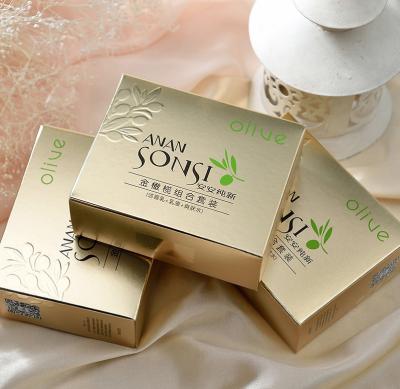 China Luxury Recyclable Product Gold Soap Packaging Reverse UV Frosted Paper Box for sale