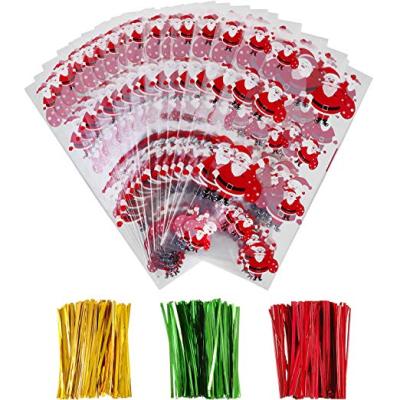 China Disposable 200 Piece Cellophane Treat Christmas Bags Clear Candy Cookie Bags In Different Design With Twist Ties 200 Piece for sale