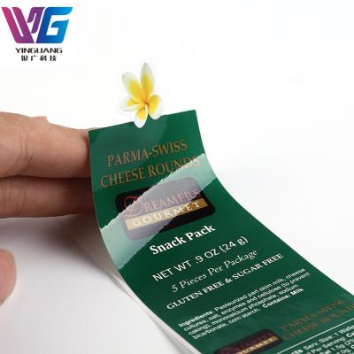 China Waterproof Gloss Laminated Paper Coiled Food Snack Barcode Sticker Custom Full Color Label for sale