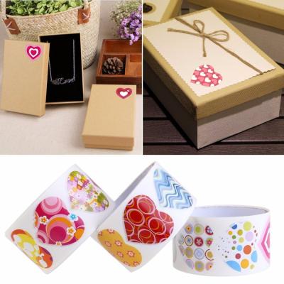 China Adhesive sticker with 20 designs each, 3 pack of 300pcs eco-friendly heart sticker roll valentines for sale