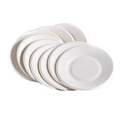 China Recycled Materials Paper Round Ovil Party Dish Paper Plate Cheap Wood Food Tray Eco-friendly Recyclable for sale