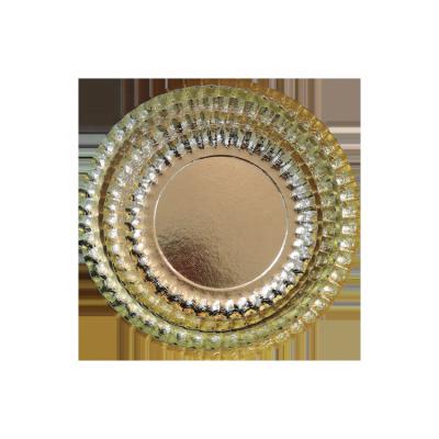 China New Arrival Disposable Wholesale Food Paper Serving Dish Round Rectangle Gold Foil Paper Plate Tray For Hotel Weddings Event for sale