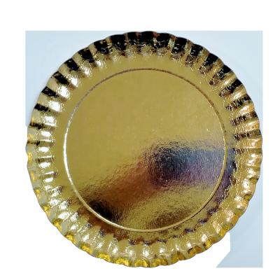 China Disposable Custom Food Grade Round Rectangle Cardboard Trays Gold Oval Paper Plates for sale