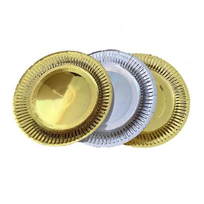 China 12 Inch Wholesale Gold Greaseproof Restaurant Silver Paper Plates 6 9 10 Disposable Biodegradable Thanksgiving Party Dish for sale