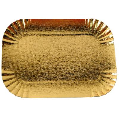 China Disposable Rectangular Gold Paper Trays , Laminated Cardboard Serving Trays Great For Birthday , Party , Wedding for sale