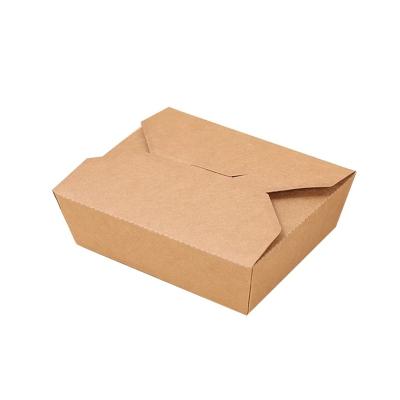 China Recyclable Custom Printed Biodegradable Disposable Kraft Paper Lunch To Go Container For Fast Food Packaging Take Away Food Paper Box for sale