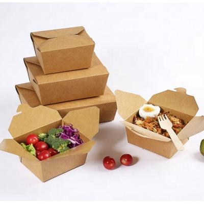 China Recyclable Take Out Food Containers Take Out Lunch Boxes Microwavable Kraft Paper Brown Recyclable Kraft Paper Fast Foods Accept Oblong OEM for sale