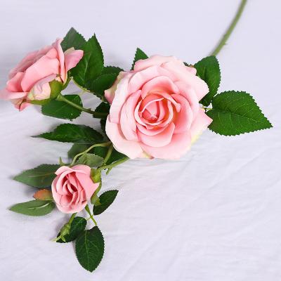 China +ECO Friendly Plastic Artificial Roses Silk Stem White Silk Roses Flower Fake Heads DIY High Quality Wedding Decoration Scrapbook Home Accessories for sale