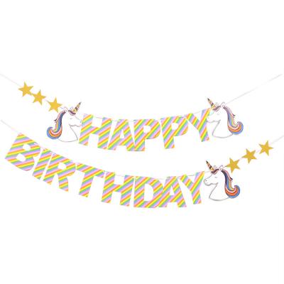 China Rainbow Bunting Unicorn Banner Theme Party Decoration Hot Sale Happy Birthday Alphabet Amazon Amazon Banner for sale