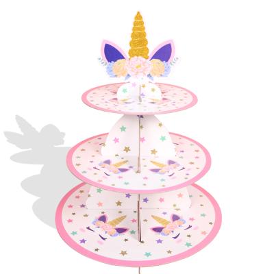 China Decoration Hot Sale Three-Layer Unicorn Cake Stand Beautiful For Party for sale