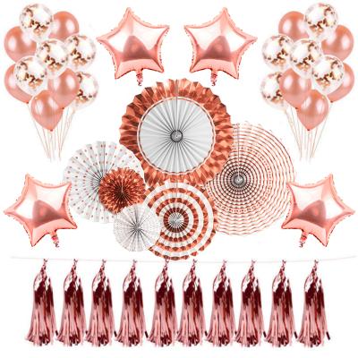 China 2020 Promotional Toy Theme Paper Fan Tassel Party Supplies Aluminum Foil Balloon Set Christmas Paper Fan Set for sale