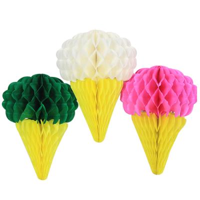 China Festival Decoration Selection Amazon Baby Shower Party Birthday Gift Baby Shower Ice Cream Paper Honeycomb Hot Ball for sale