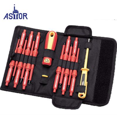 China 14pcs Electric Interchangeable Insulated 2 in 1 Phillips Slotted Precision Screwdriver Set for sale