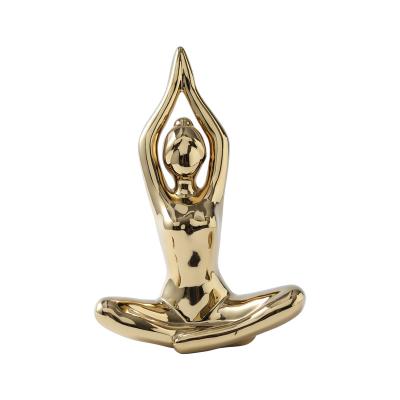 China Modern high quality durable using home table decoration various gold ceramic yoga figurine for sale