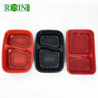 China 100% Food Grade Materials Food Packaging Trays pp Takeout Black/Red Microwaveble Foods Tray Divided Trays For Food for sale