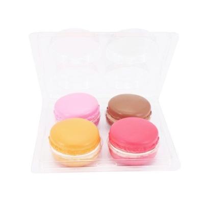 China Food Customized 4 Hole Disposable Clamshell Transparent Macaron Insert Clear Tray Macaron Boxes for sale