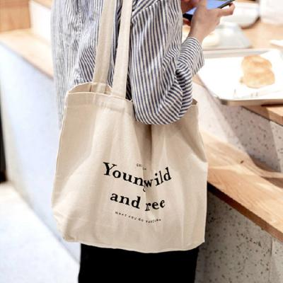 China Wholesale Custom Logo Printing Plain Handled Tote Cotton Canvas Promotional Shopping Bags Eco Friendly Recyclable for sale