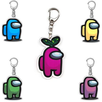 China 2D Cartoon Toy Among Us Figure Cheap PVC Mini Figure Toy Promotional Custom Plastic Cute Key Chain for sale