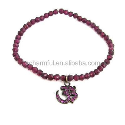 China BS020143 Boho Red Agate Beads Stretch Stone Bracelet With Allah Charm Prayer Bead Muslim Bracelet for sale