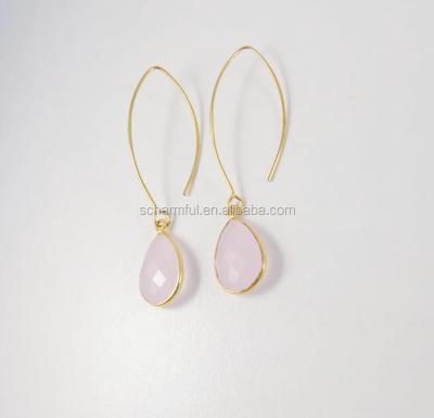 China BOHEMIA SE019937 Boho Rose Quartz Crystal Drop Pendant Earrings for sale