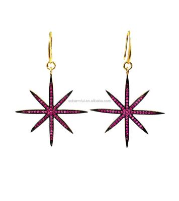 China BOHEMIA SE019925 Pave Dangling CZ Star Charm Drop Earrings for sale