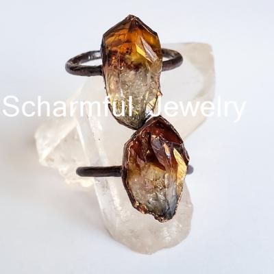 China RS211233 Bohemian Bohemia Stone Citrine Copper Plated Ring for sale