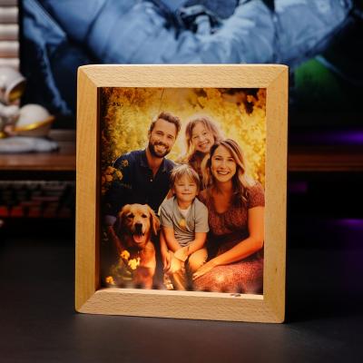 China New-designed NiuGifts Rechargeable Custom Picture Night Light Novelty 3D Photo Frame Lamp Wooden Gifts For Her for sale