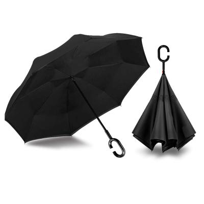 China Modern Double Layer Windproof Reverse Umbrella Foldable C-Standing Umbrella Reversible Automatic Type for sale