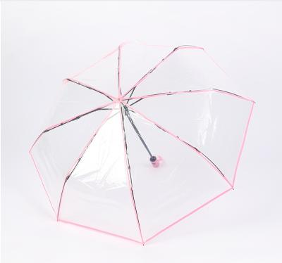 China Children's PVC Folding Sun Umbrella Colorful Automatic Transparent Windproof Style Clear Prink Rain Umbrella For Women for sale