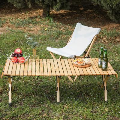 China Folding Table Newcomer Beach Furniture Lightweight Outdoor Portable Beech Wooden Roll Top Large Size Picnic Table for sale